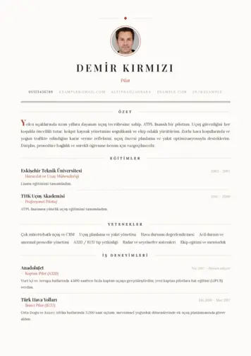 Pilot CV Örnekleri cv indir